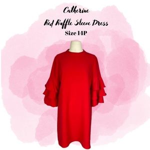 Beautiful Red Ruffle Sleeve Mini Dress